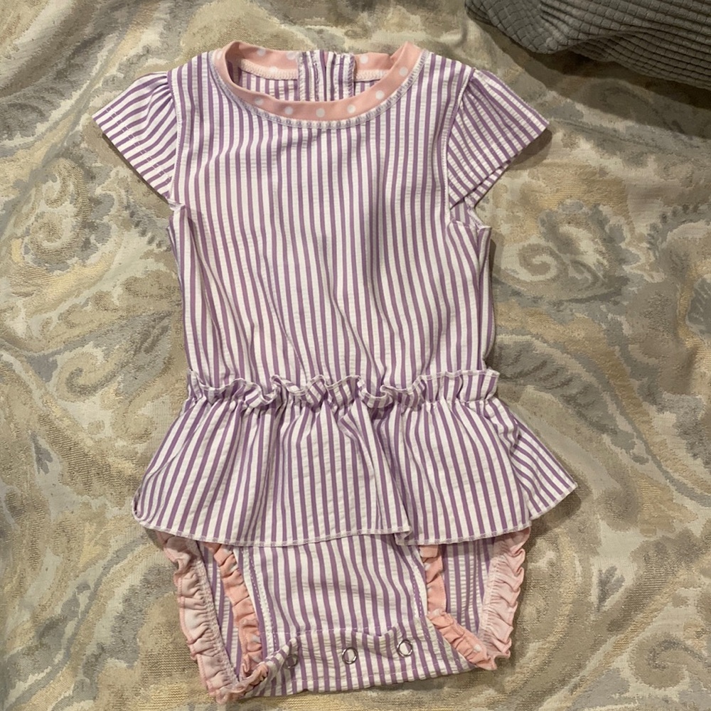 Seersucker infant girl swimsuit